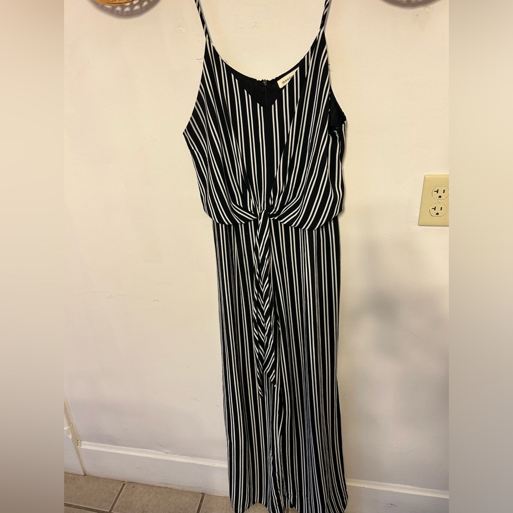 Black and white striped jumpsuit